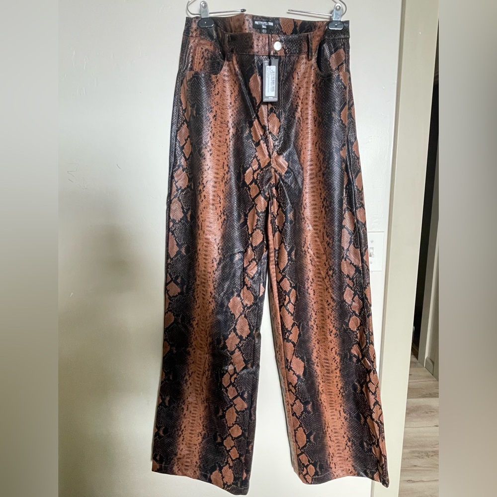 Brand new Prettylittlething Faux leather pants. US size 12 Tall.